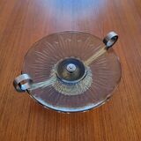 Art Deco smoked glass and chrome-plated metal bowl – 1930s