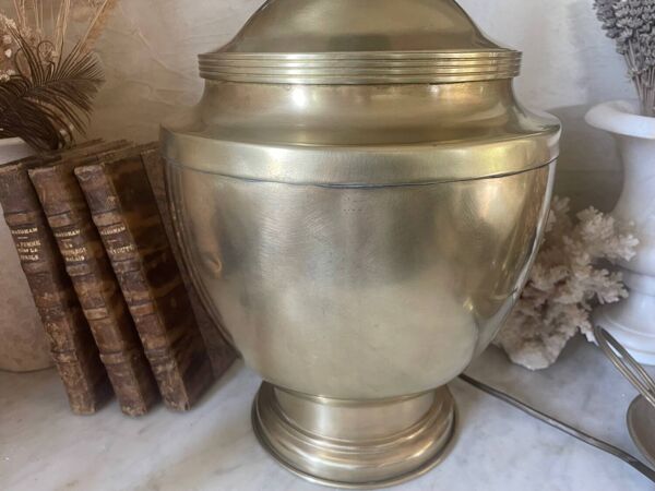 Pied de lampe balustre en laiton vintage