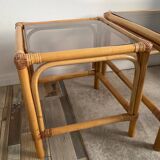 Duo of vintage rattan coffee tables from the 60s-70s