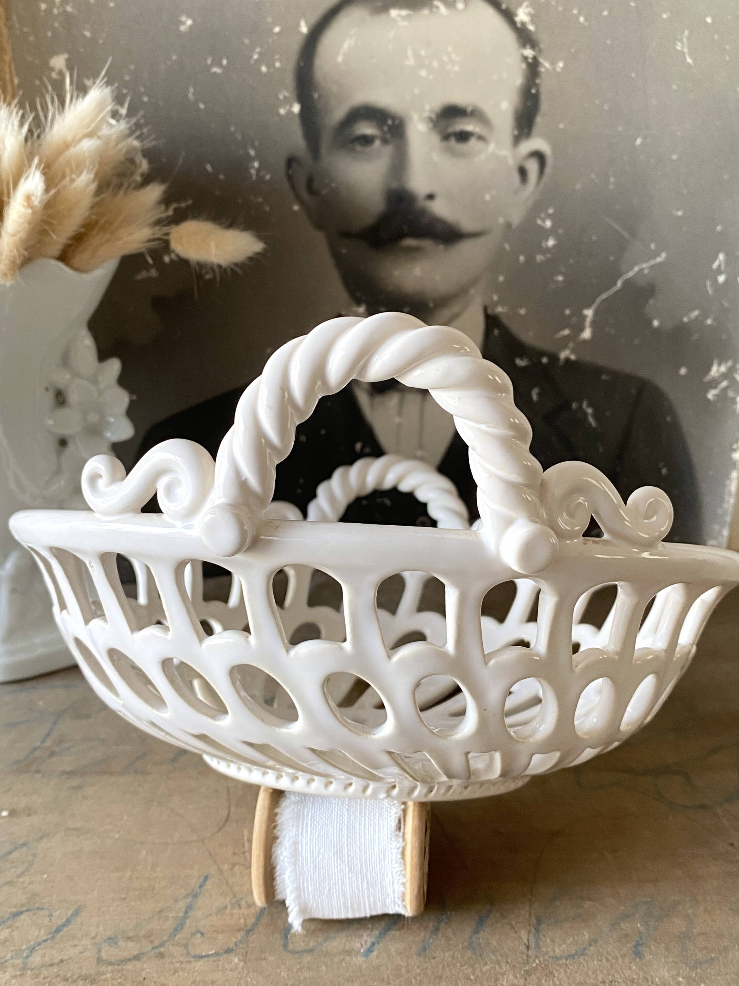 White ceramic basket