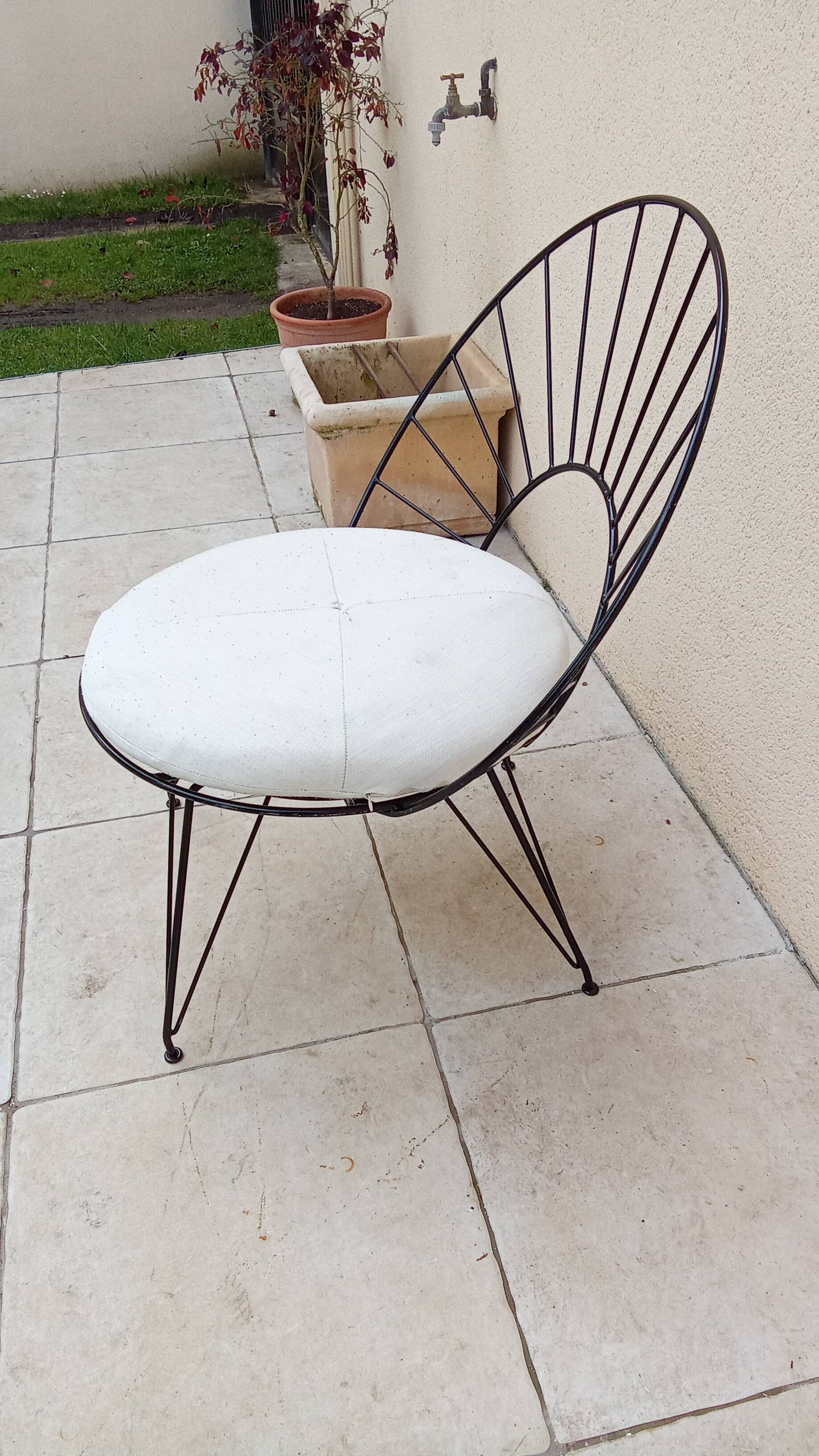 Vintage Danish wrought iron armchair