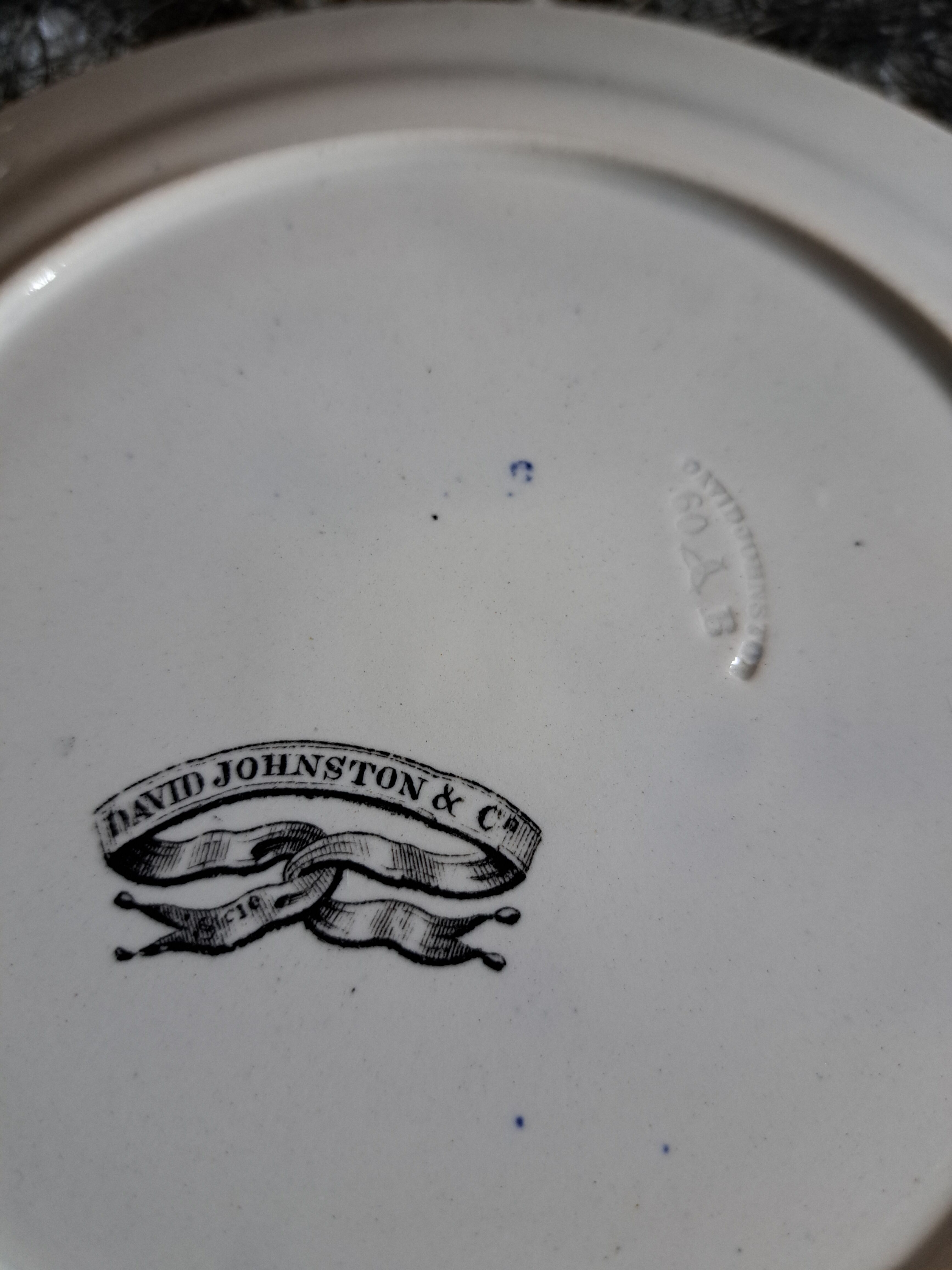 Plate David Johnston oriental décor monochrome black J. Vieillard Bordeaux