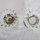 Two candle holders in bronze and crystal