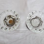 Two candle holders in bronze and crystal