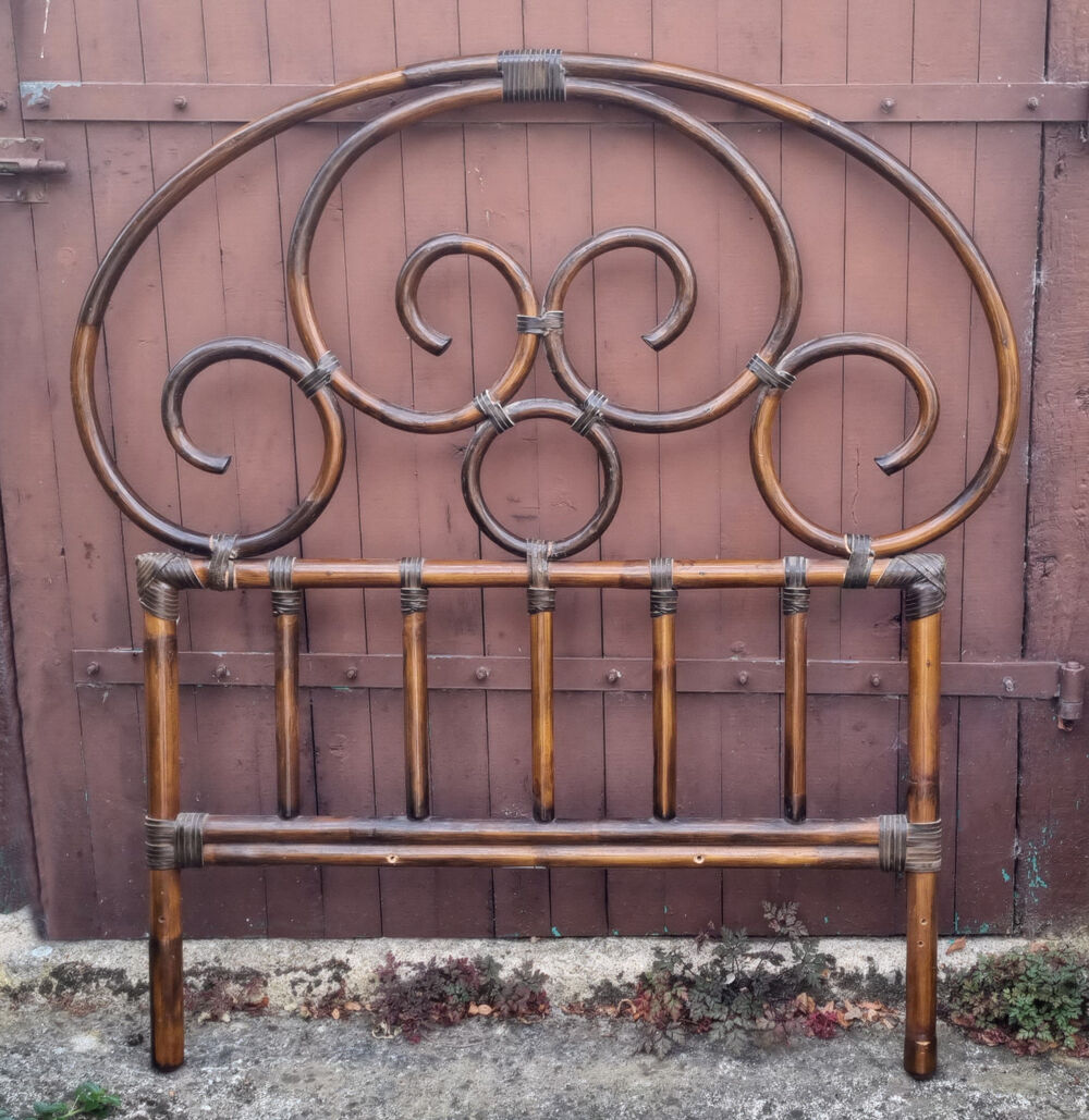 Vintage 60s bamboo rattan headboard