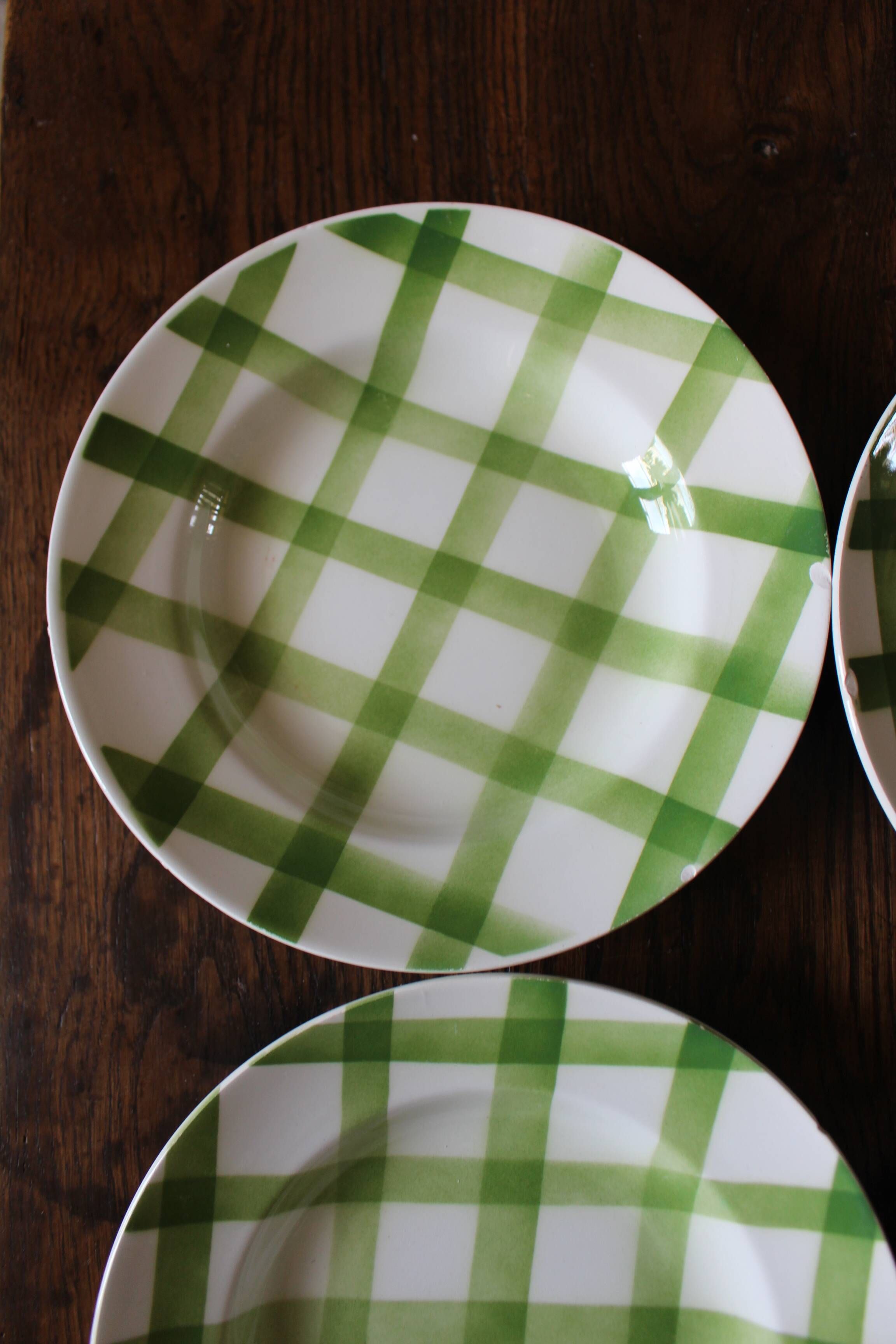 A set of 4 green Scottish soup plates Moulin des Loups Vintage