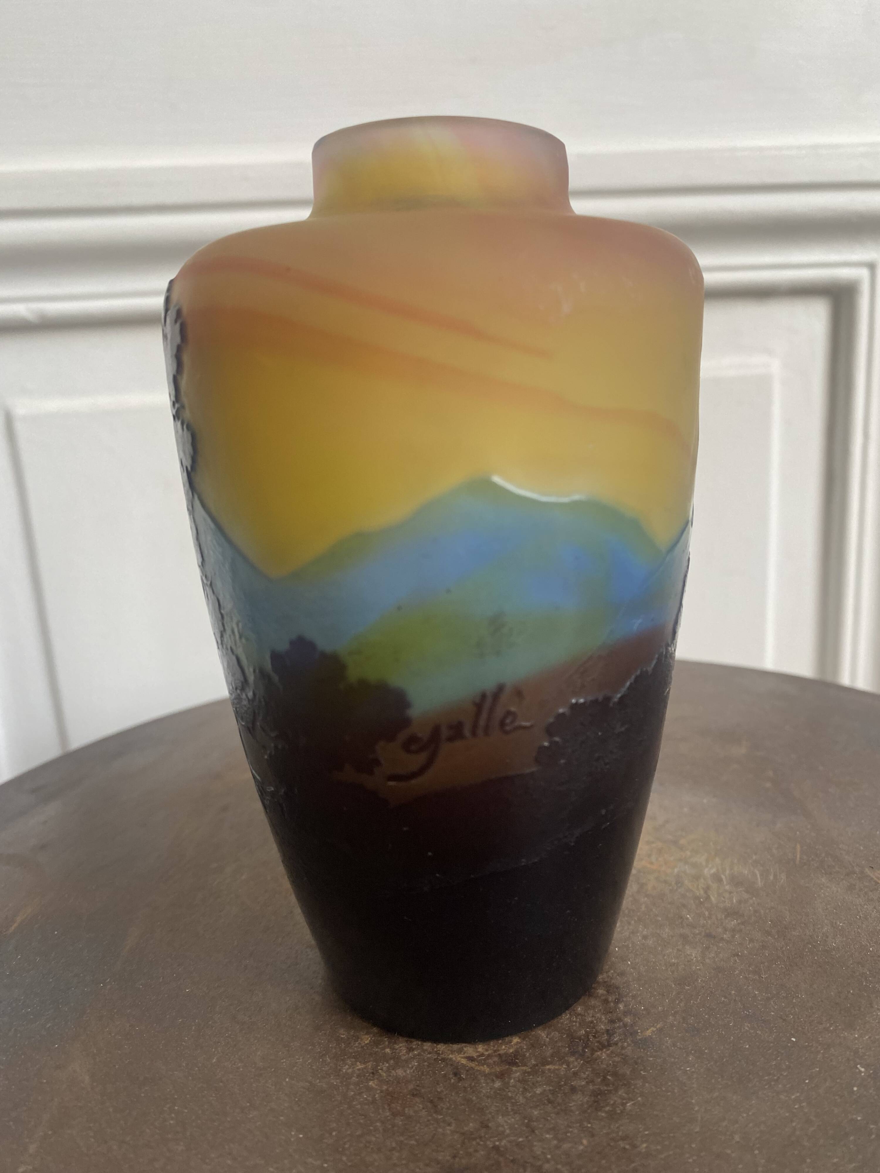 Gallé Blue Line Vase from the Vosges