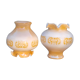 Duo of orange opaline tulip globes for suspension, art deco