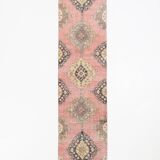 3x12 Soft Pastel Pink Turkish Runner Rug, 85x383Cm SK 5659