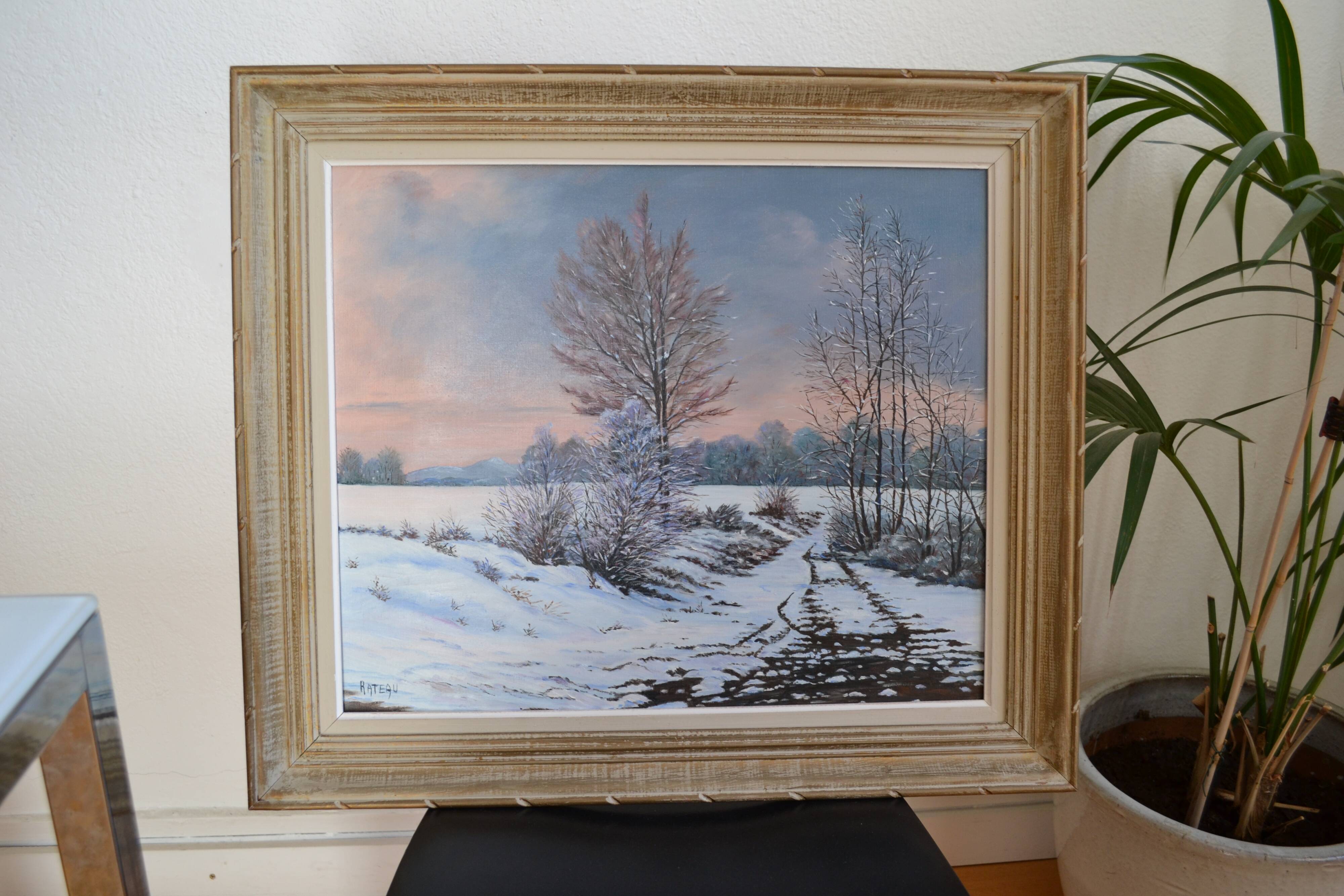 Rateau "Snowy landscape" framed HST painting