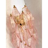 Set of Two Contemporary Pink “Poliedri” Murano Glass Gold 24k Wall Sconces