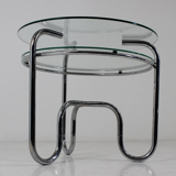 Table tubular steel and glass Czech Republic 1930 s vintage