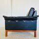Vintage Danish mid-century black leather armchair – 1970s