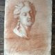 Workshop drawing of an antique portrait in sanguine around 1900