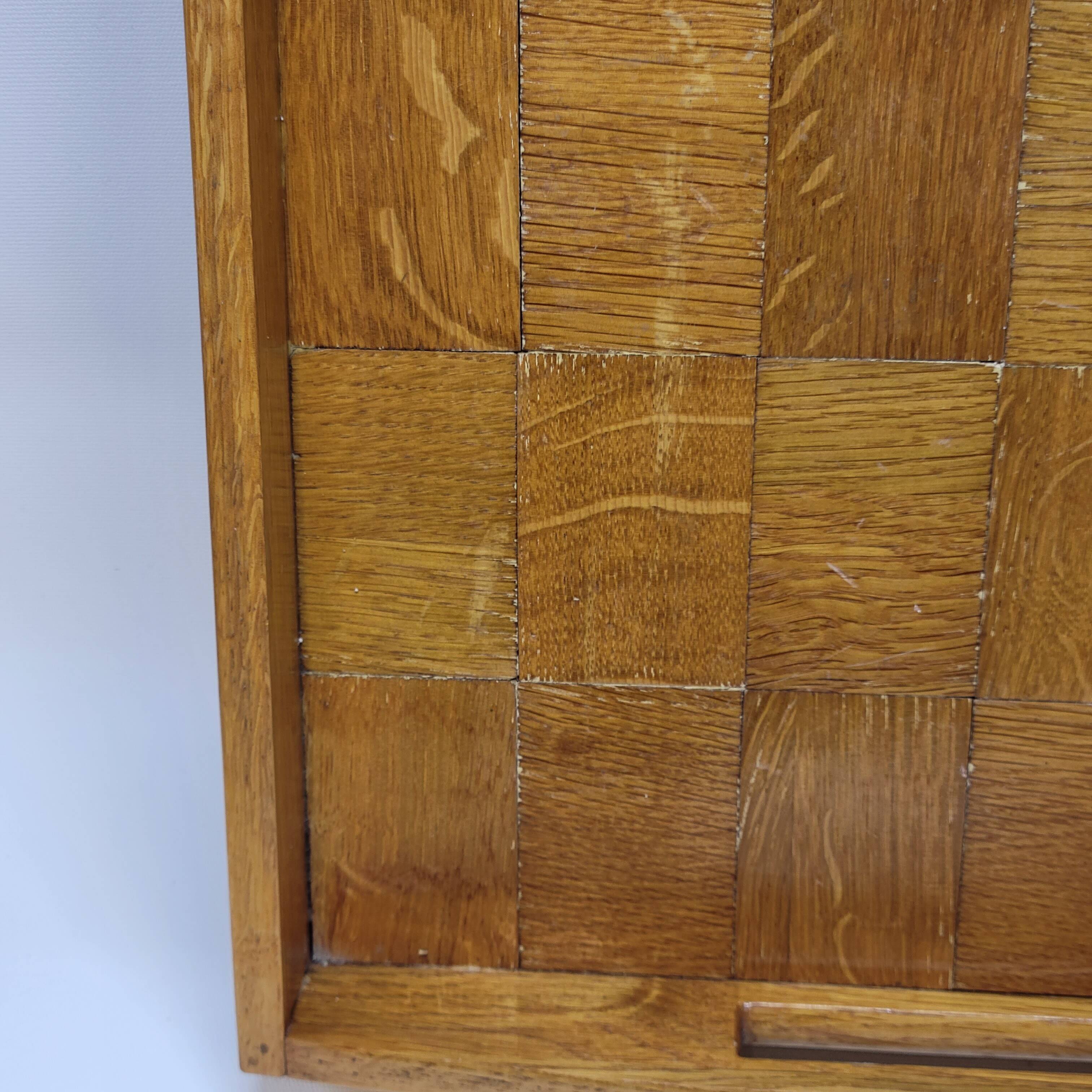 Vintage scandinavian serving tray in marquetry wood
