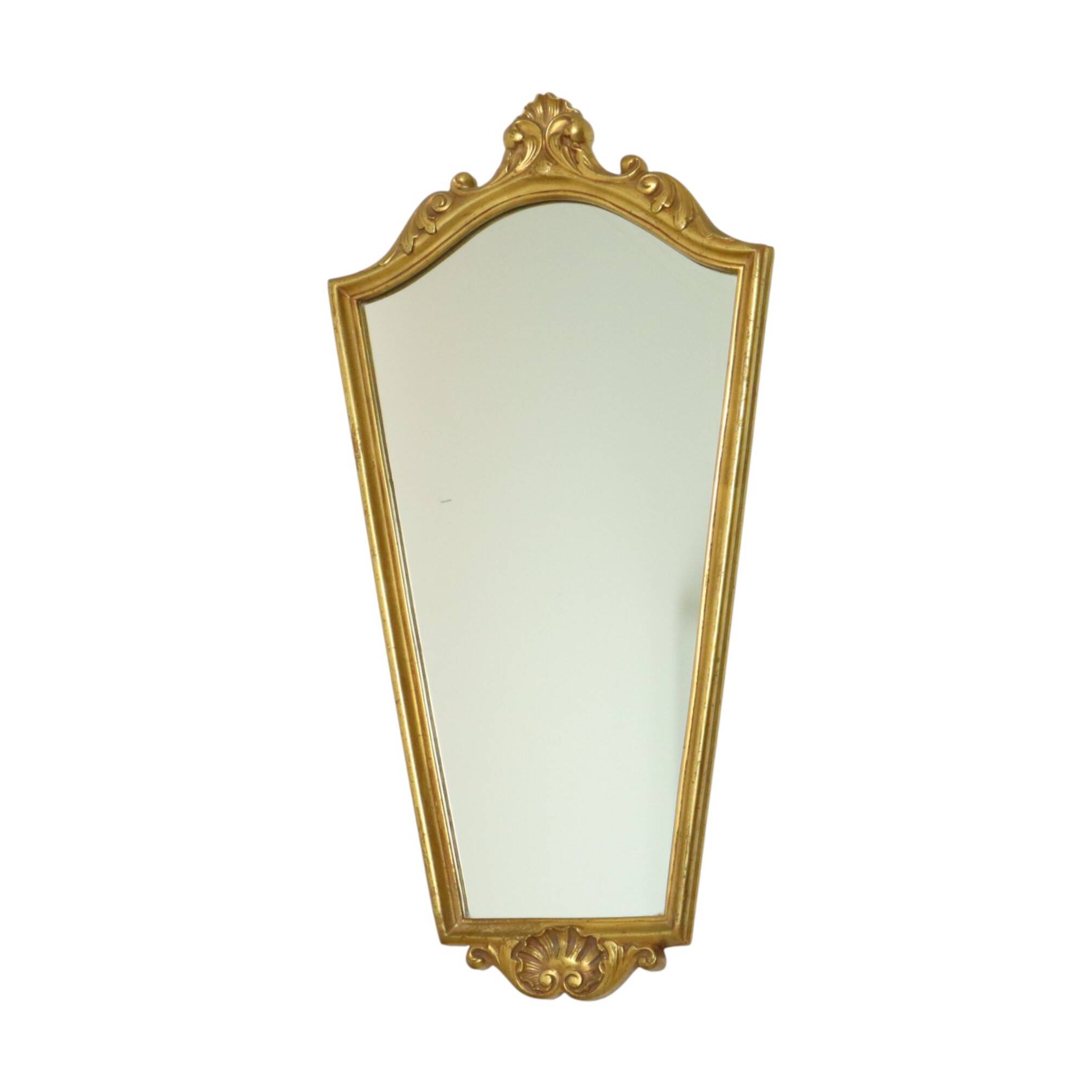 Classic Gold Leaf Mirror Crested Mirror Baroque Style 75cm