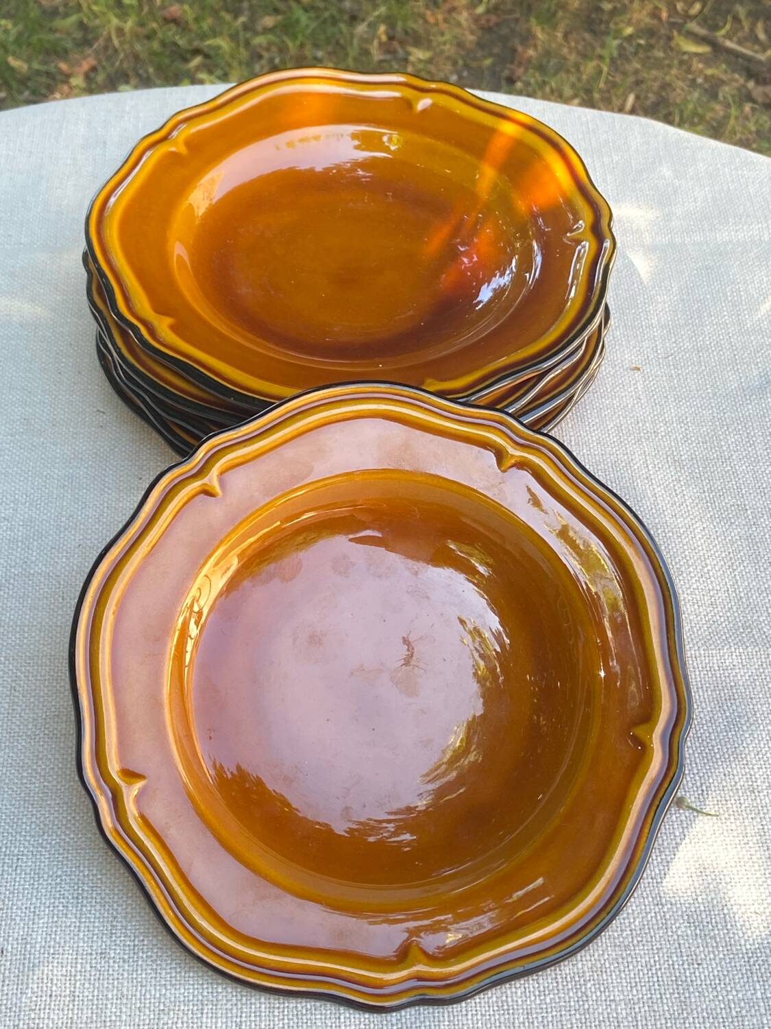 Set of 10 vintage 70s plates in Vallauris handcrafted earthenware
