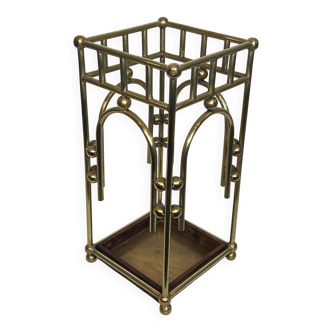 Modernist brass umbrella stand in the style of Joseph Hoffmann