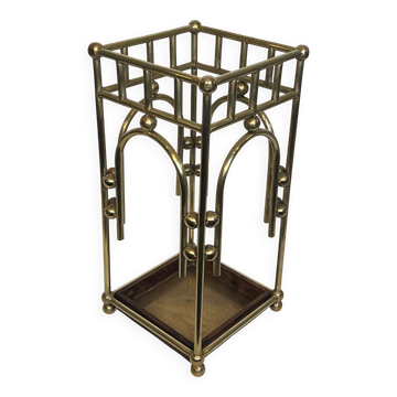 Modernist brass umbrella stand in the style of Joseph Hoffmann