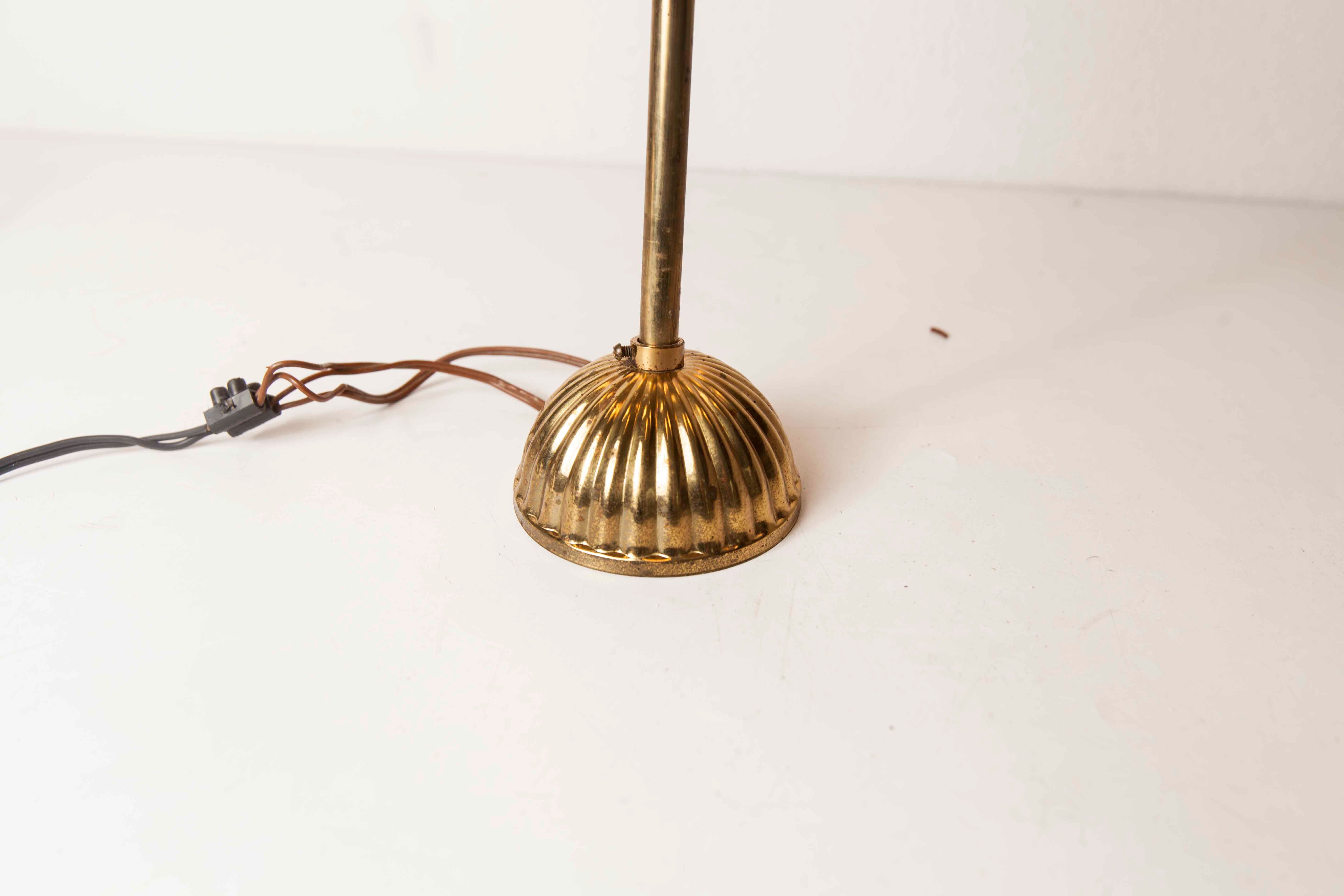 5-branched opaline brass chandelier 60's