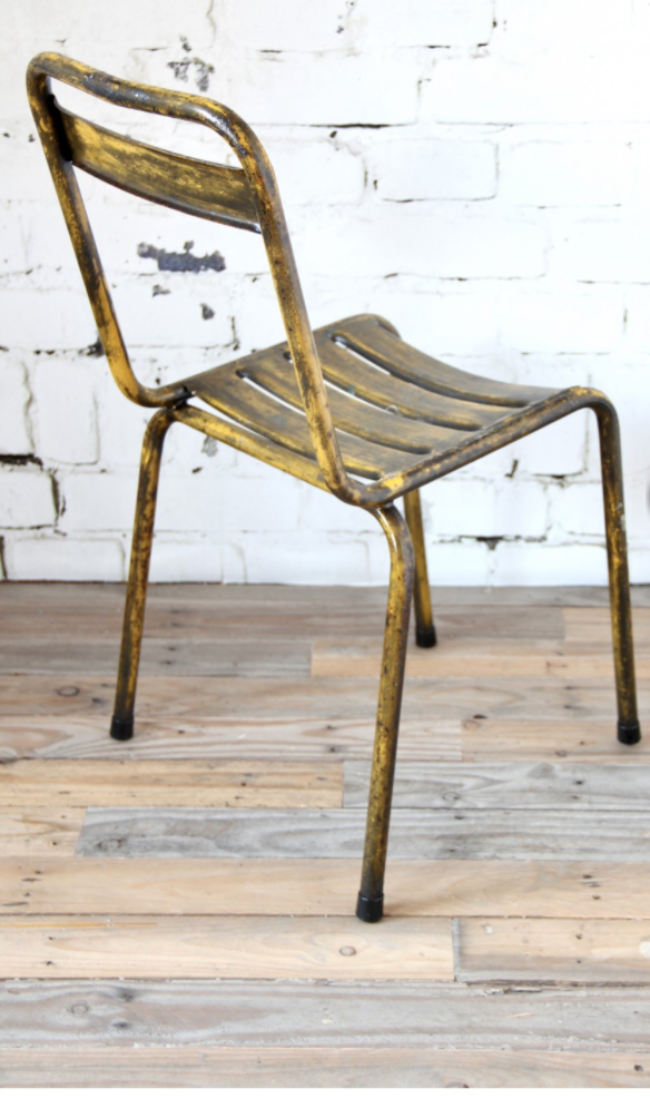 Yellow metal bistro chair