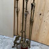 Louis XVI style gilt bronze fireplace set