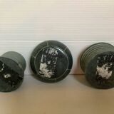 Six green marble candle holders