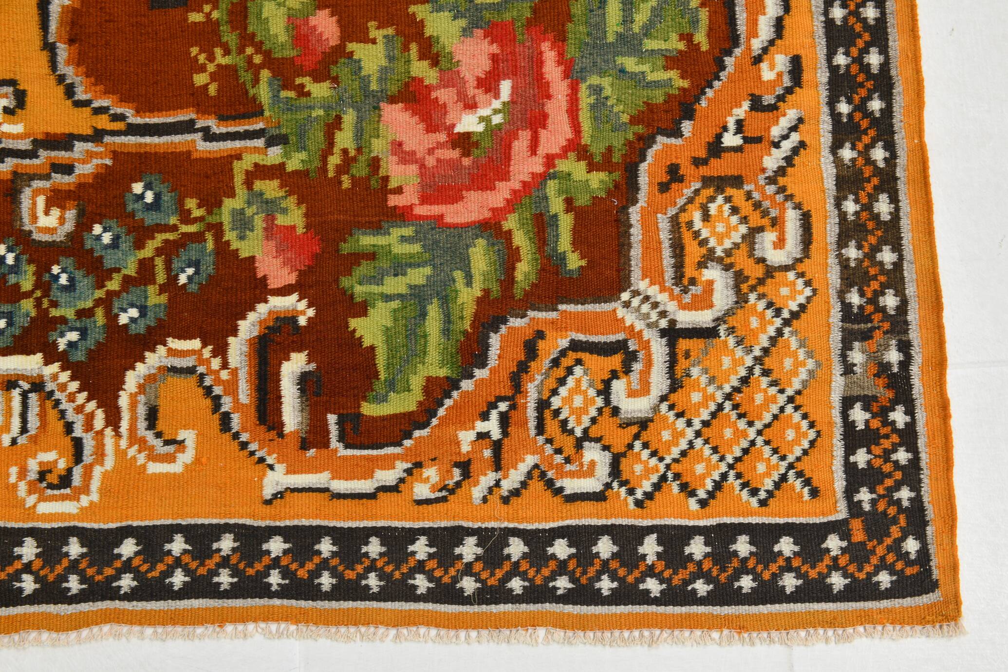 Wine Red & Orange Classic Vintage Kilim Rug, 171x289Cm