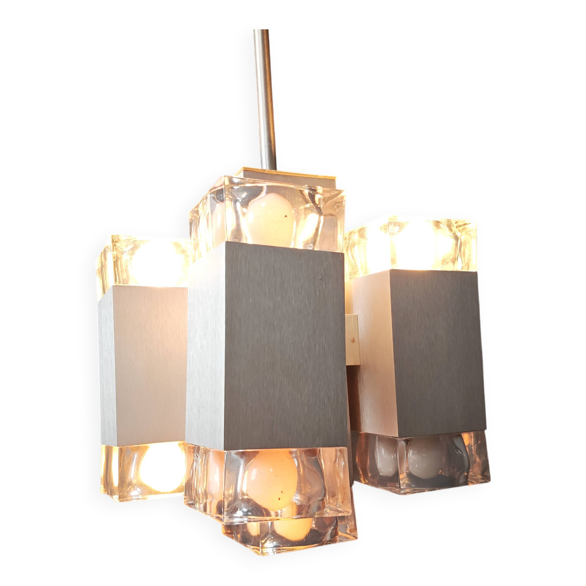Vintage italian cubic chandelier by Gaetano Sciolari, 1970s