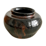 small round glazed ceramic vase