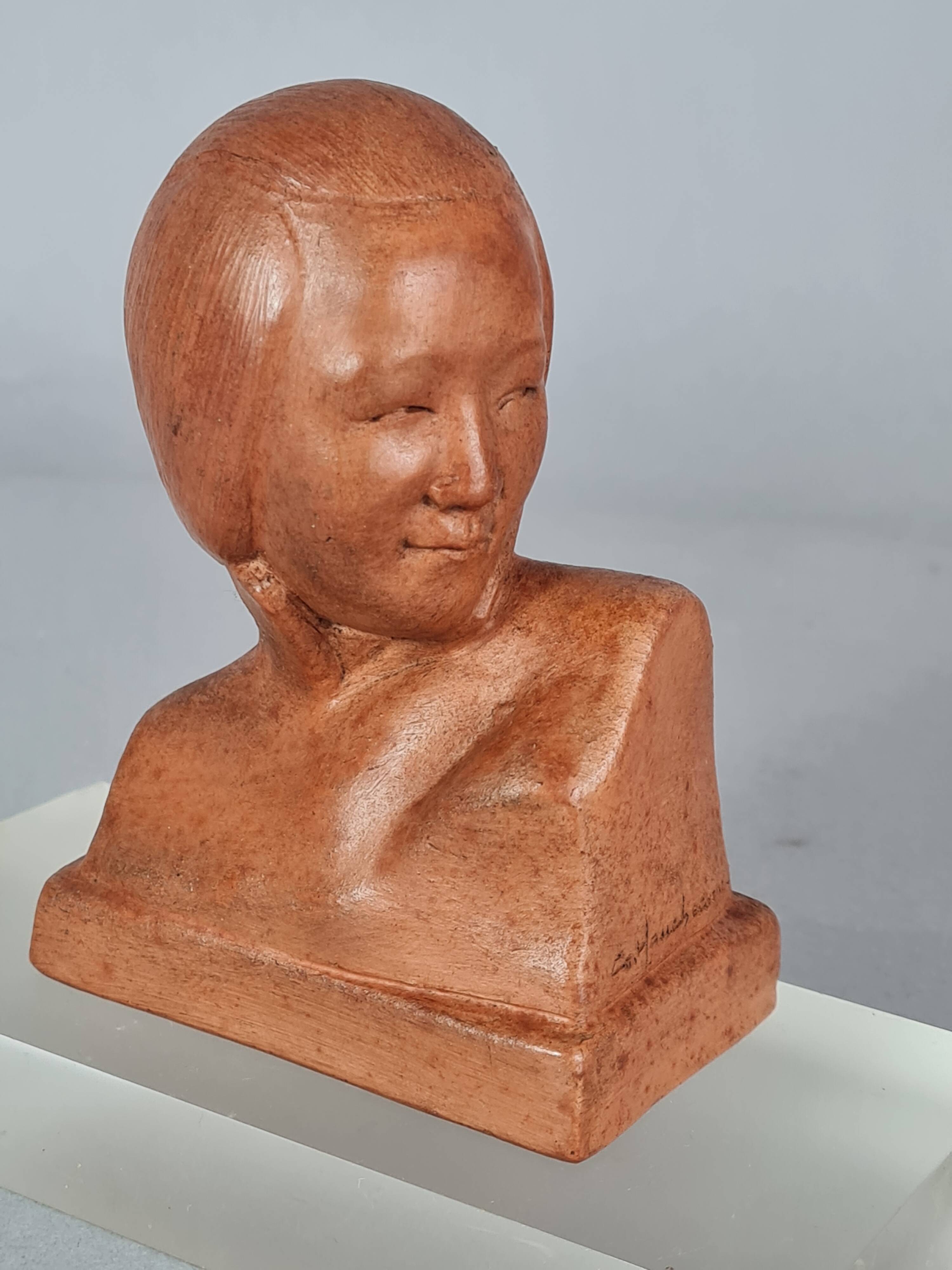 Gaston Hauchecorne bust of young woman terracotta artist's proof dated 1942 Signed 085