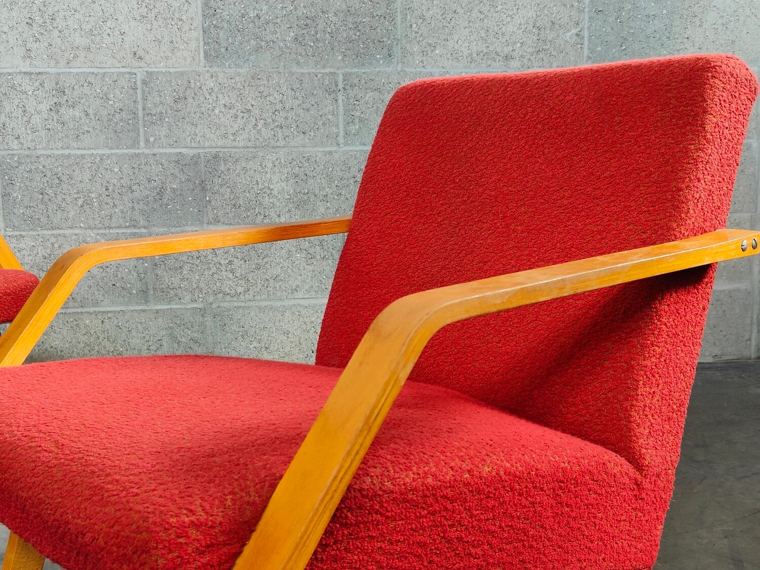 Pair of armchairs red Mier Topolcany 1960