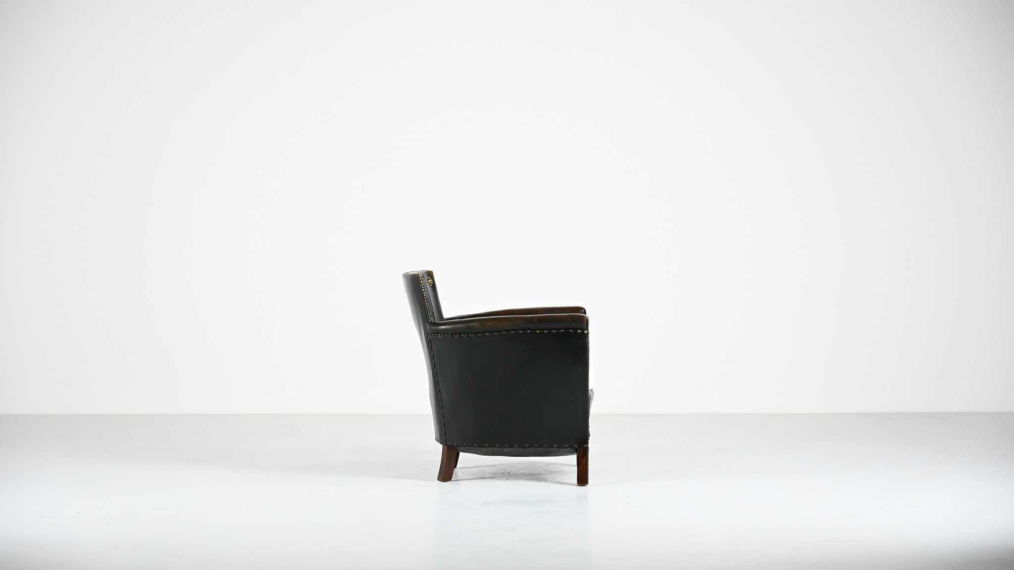 Otto Schulz leather club chair, for Boet. Sweden, C.1940