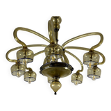 Lustre Art Nouveau Vénitien En Verre De Murano Vert Et Bleu Vers 1920