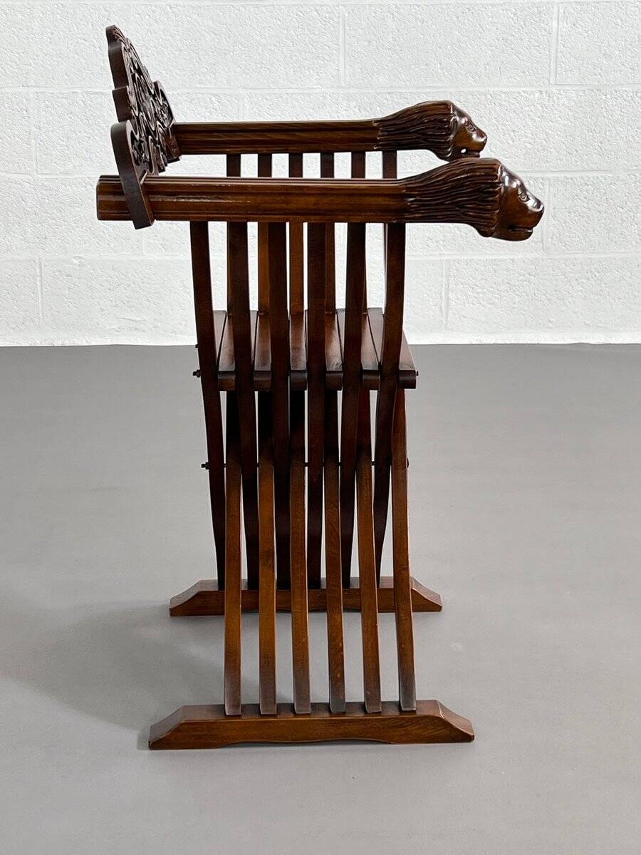 Vintage Carved Wooden Folding Chair