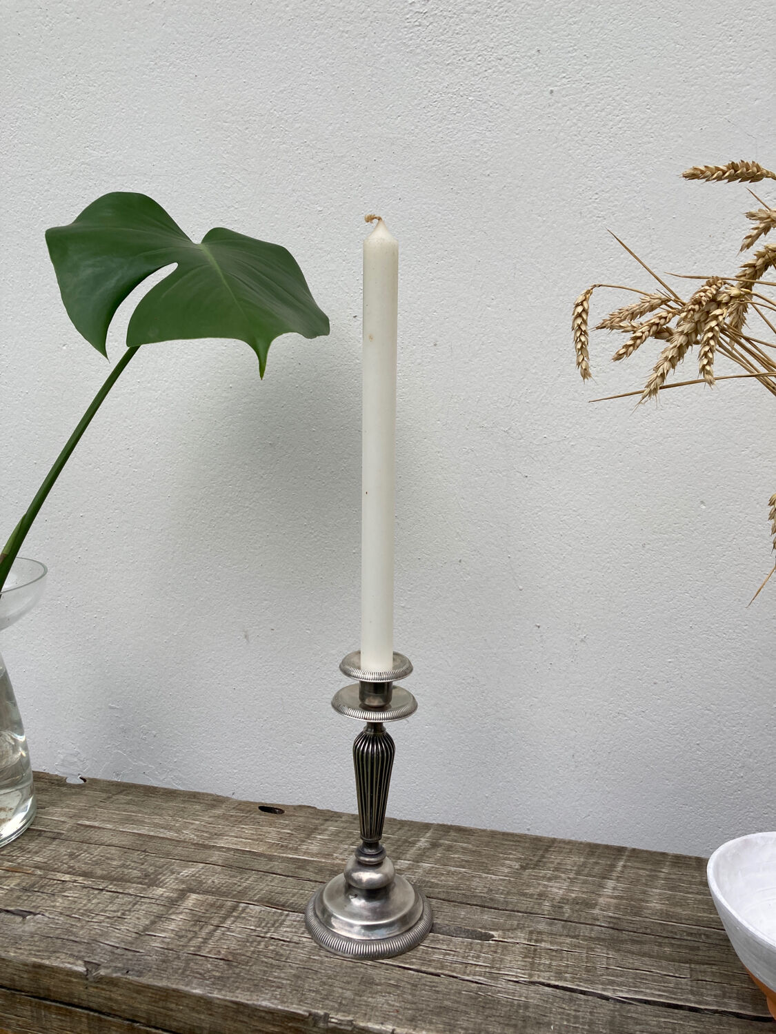 Edouadrien candlestick in old silver metal hallmarked / old candlestick