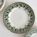 6 mismatched ironstone flat plates Murier Violetta