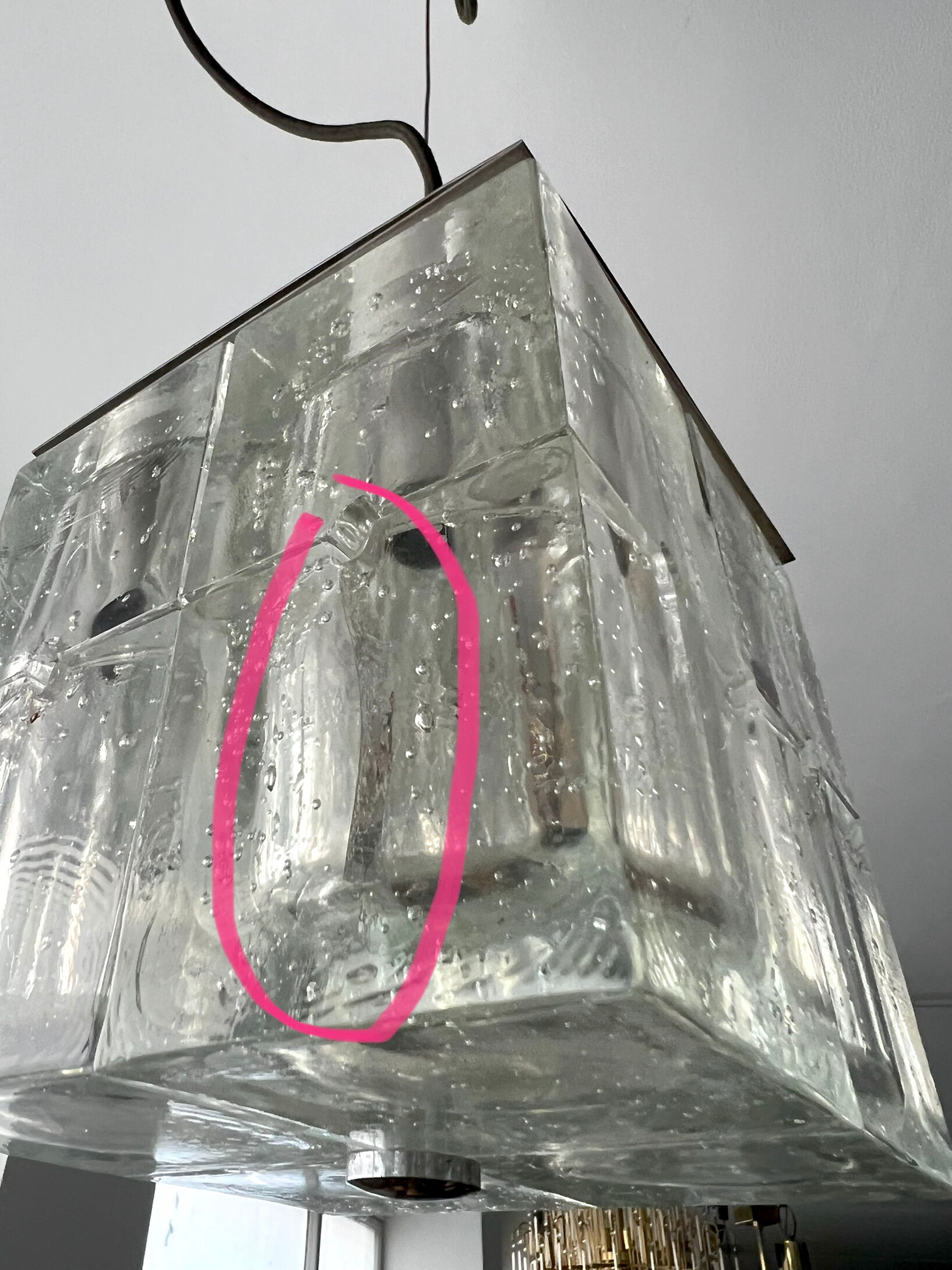 Poliarte, clear Murano glass pendant from 70s