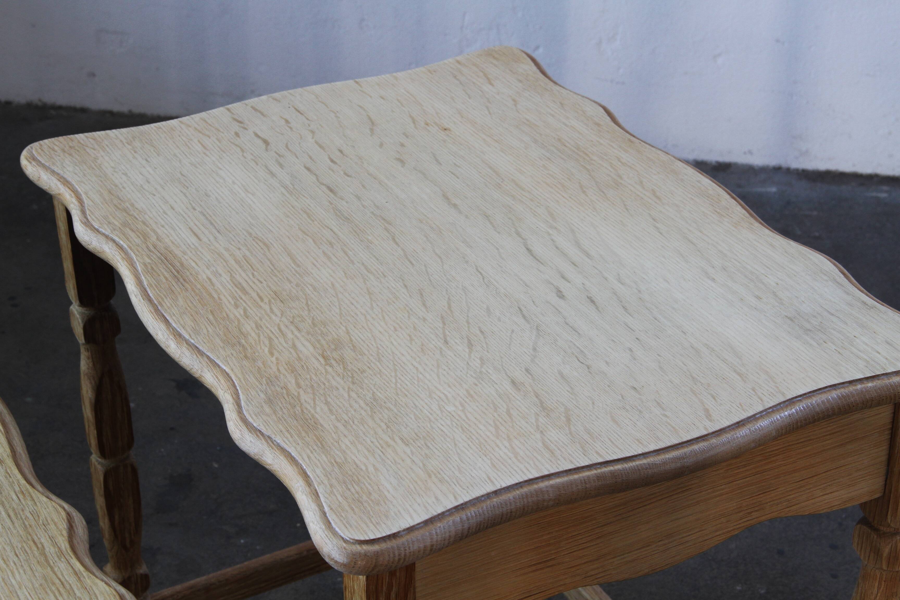 Vintage 1970s set of 3 Nesting / Stacking Oak Tables, style of Henning Kjær