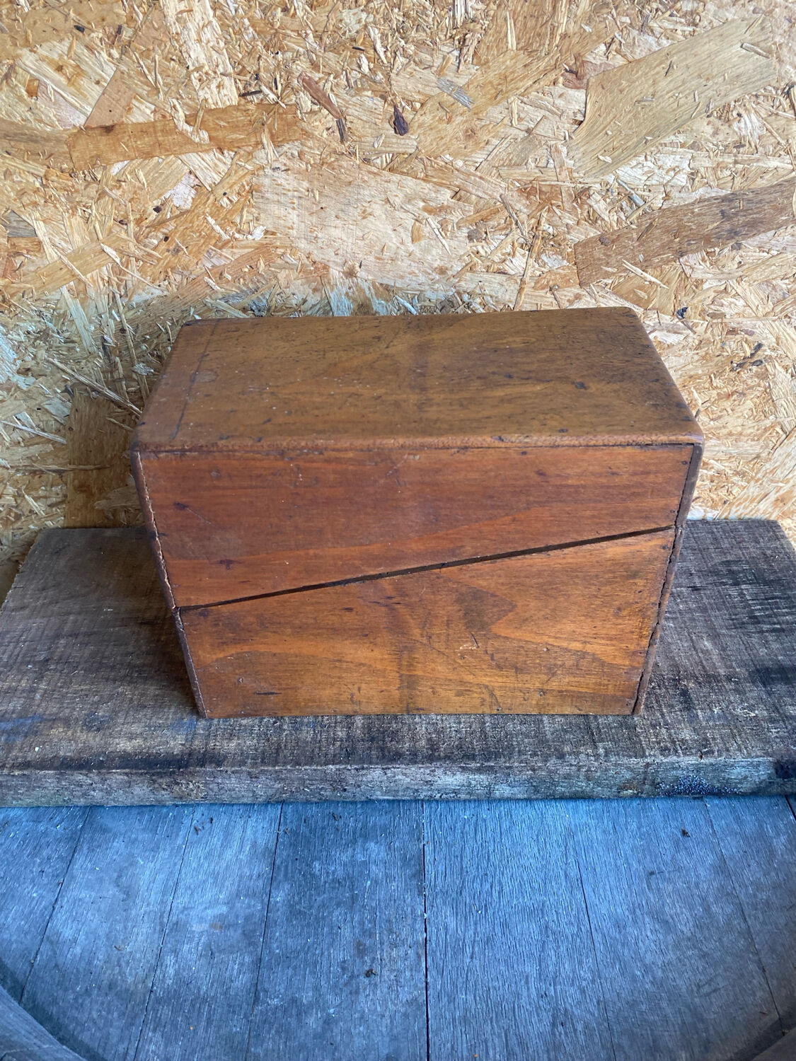 Old Box Vintage Wooden Card Storage #D890