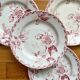 4 flat plates in iron earth Rose de Noël, Opaque de Gien