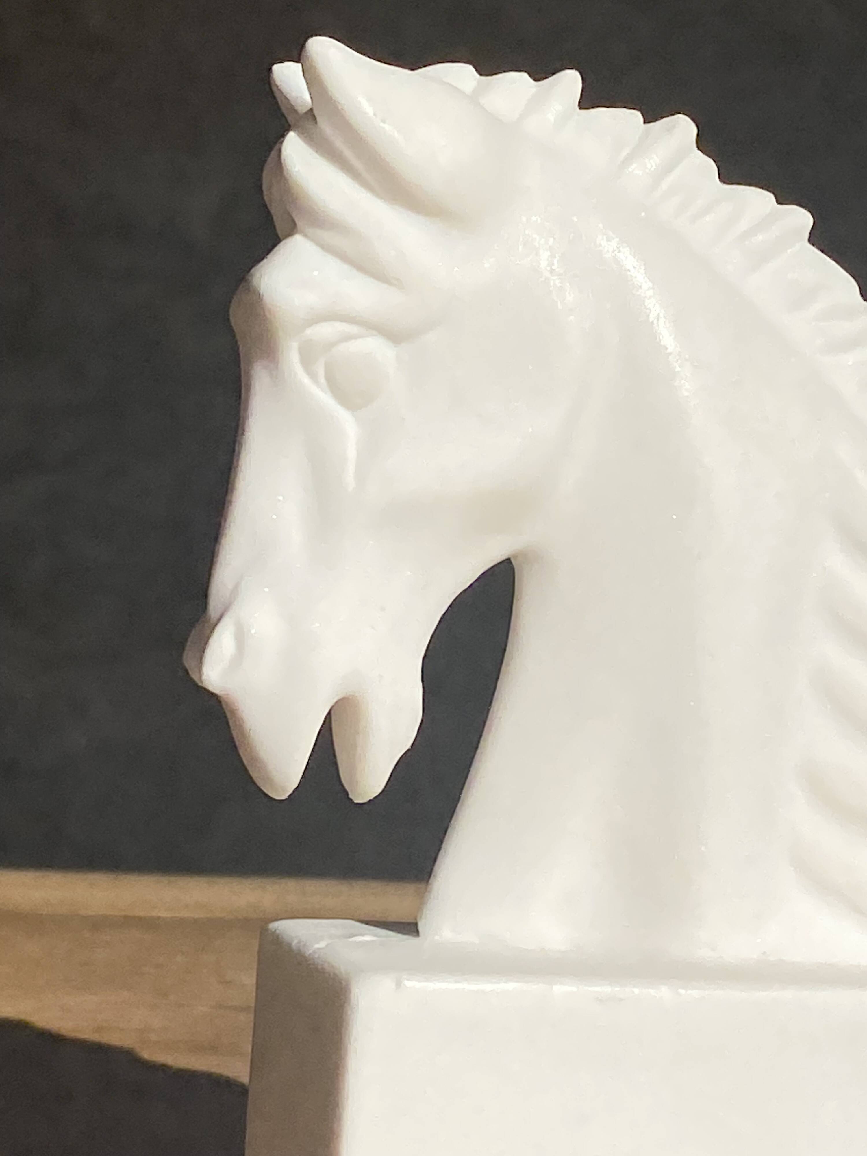 Pair of horse head bookends natural stone