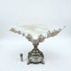 XXL large giant clam shell (Tridacne) on a silver-plated metal base, late 19th century