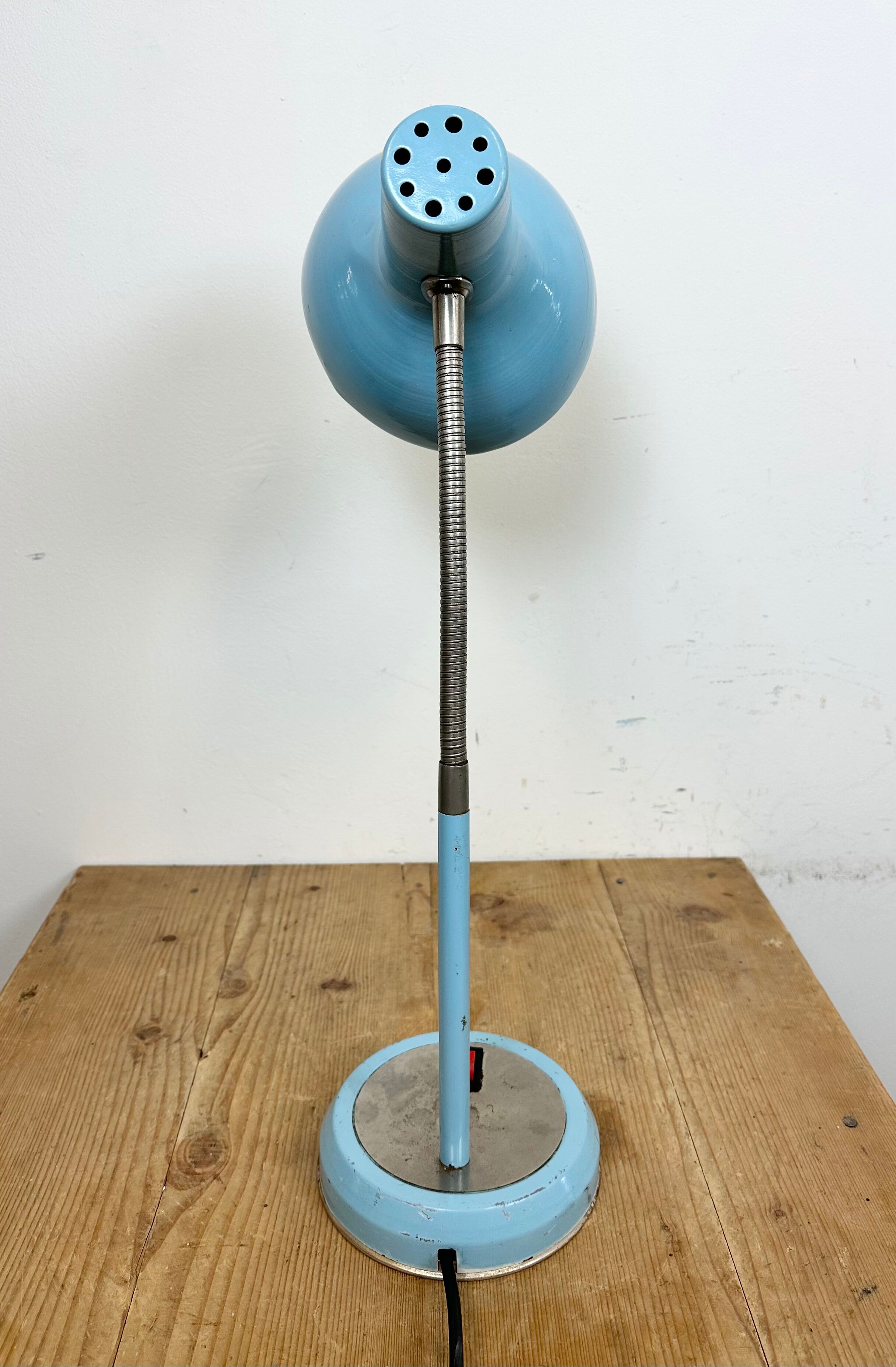Blue Industrial Gooseneck Table Lamp, 1960s