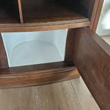 Art Deco bedside table in walnut and marble