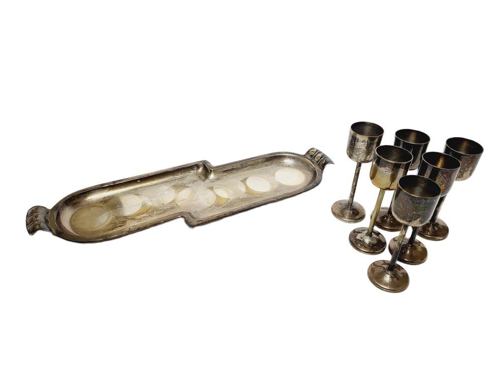 Ensemble de boissons Art Déco de Szandrik, Hongrie, années 1930, ensemble de 7 pièces.