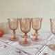6 vintage pink wine and water glasses, Rosaline Luminarc France tableware