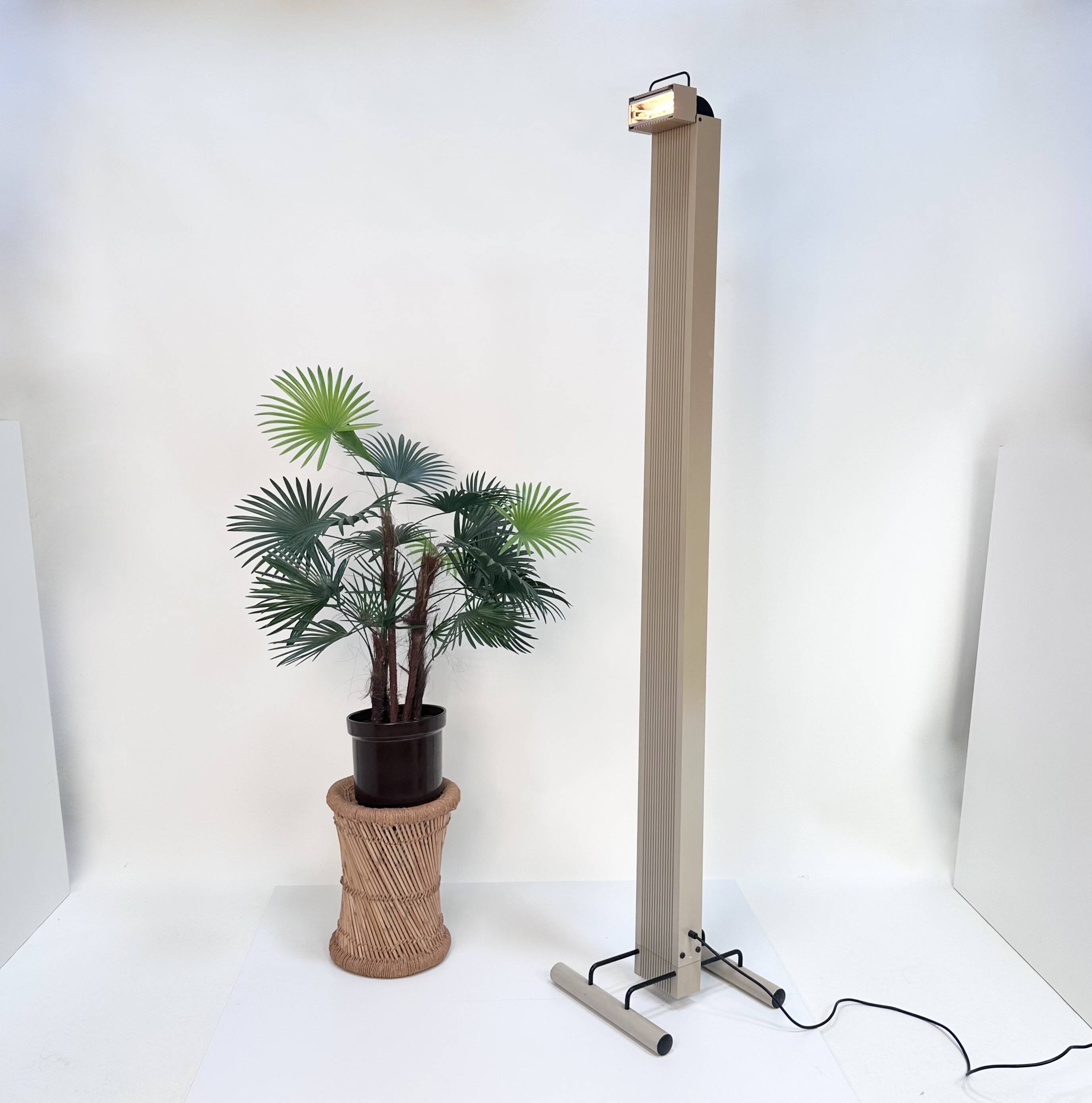 "Zagar" Halogen Floor Lamp, First Model in Metal by Silvio Carpani for Stilnovo, Italy 1978