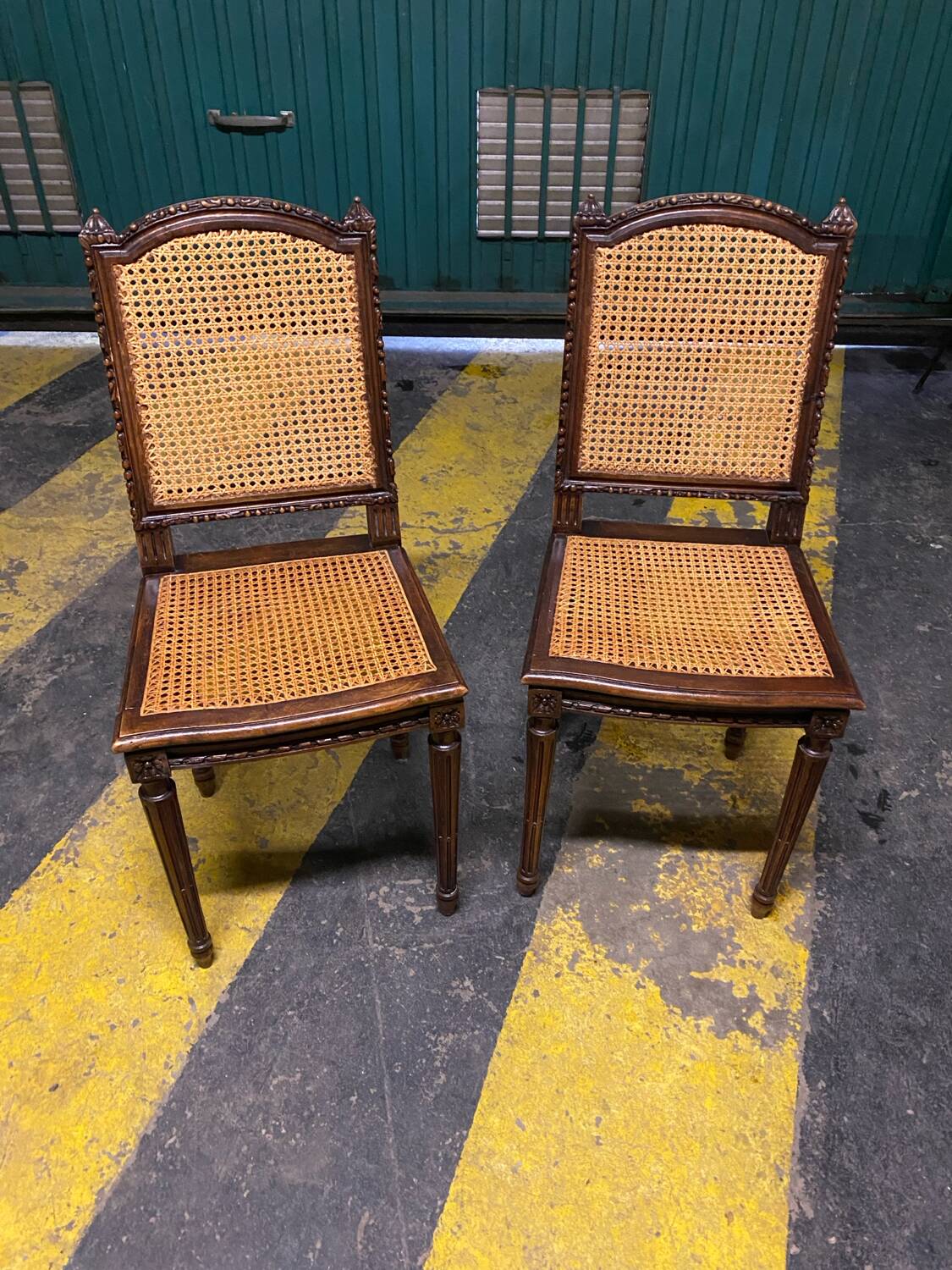 Louis XVI style caned chairs