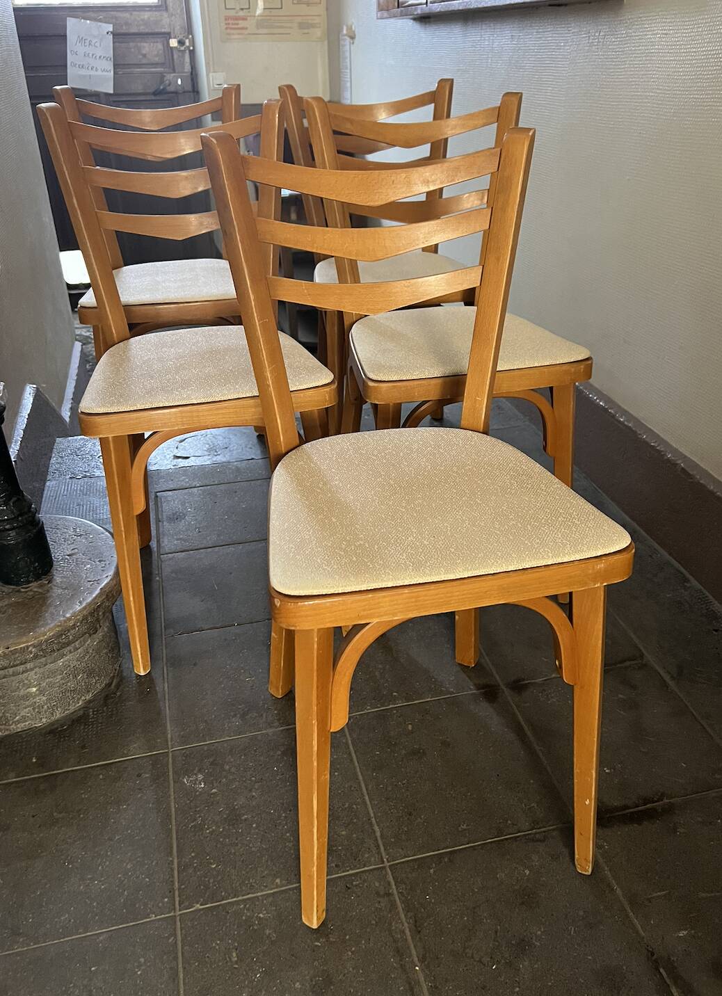 Chaises Baumann Bistrot Vintage Skaï Blanc